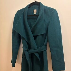 J.Jill Wool Angora (rabbit hair) Teal Belted Coat